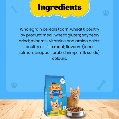 Friskies Seafood Cat Dry Food and Purina Felix Tuna with Jelly Adult Cat Wet Food Combo