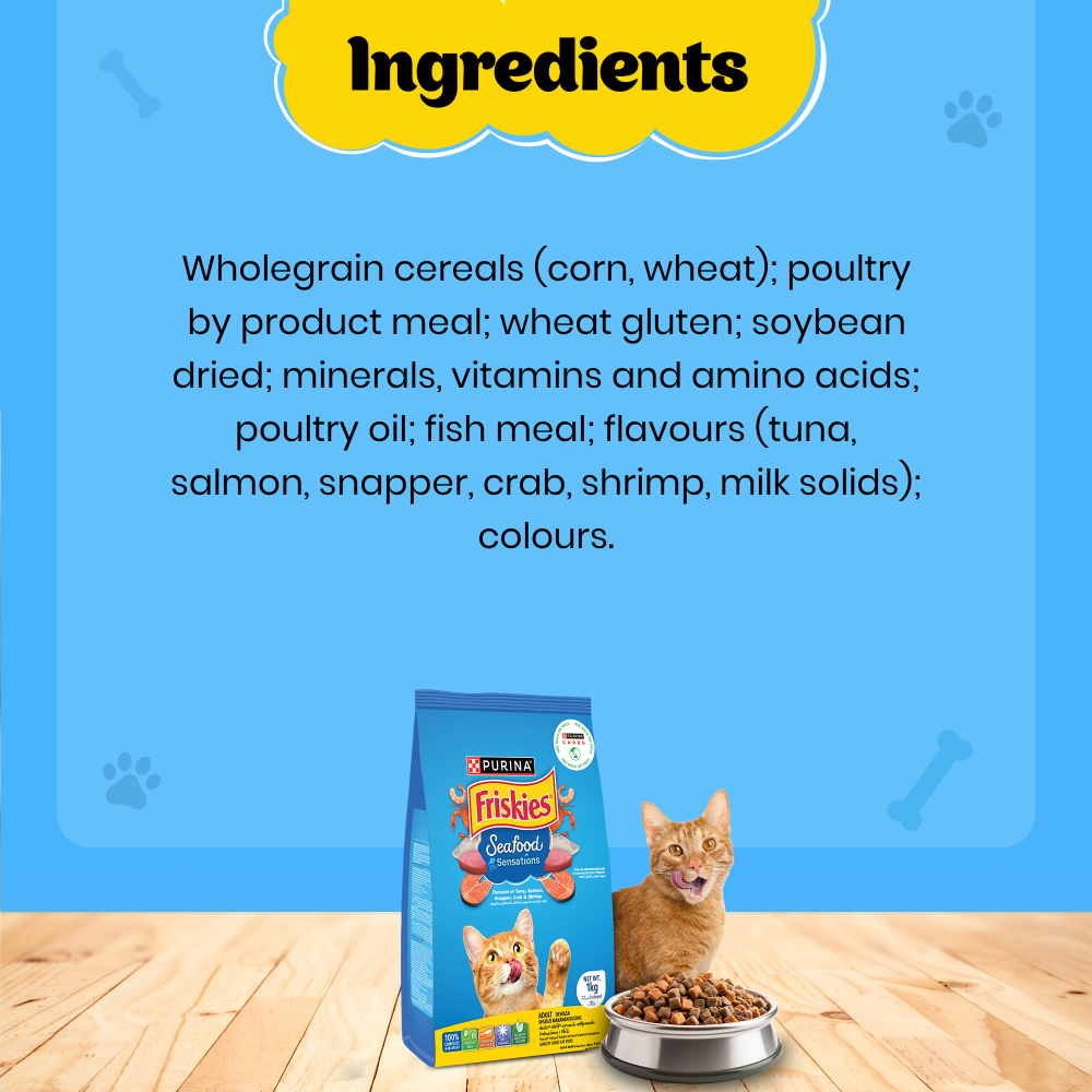Friskies Seafood Cat Dry Food and Purina Felix Salmon with Jelly Adult Cat Wet Food Combo