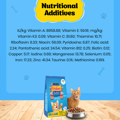 Friskies Seafood Cat Dry Food and Purina Felix Salmon with Jelly Adult Cat Wet Food Combo
