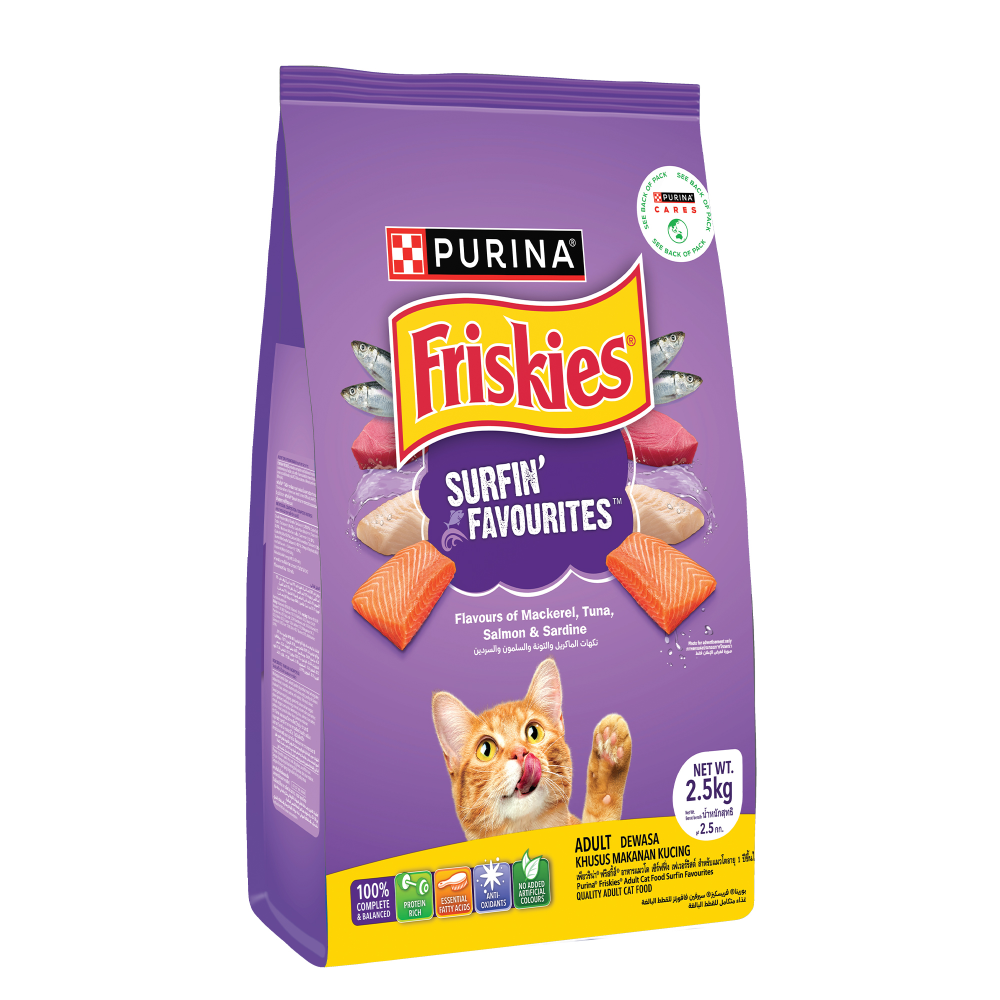 Friskies Surfin Cat Dry Food and Purina Felix Chicken with Jelly Adult Cat Wet Food Combo