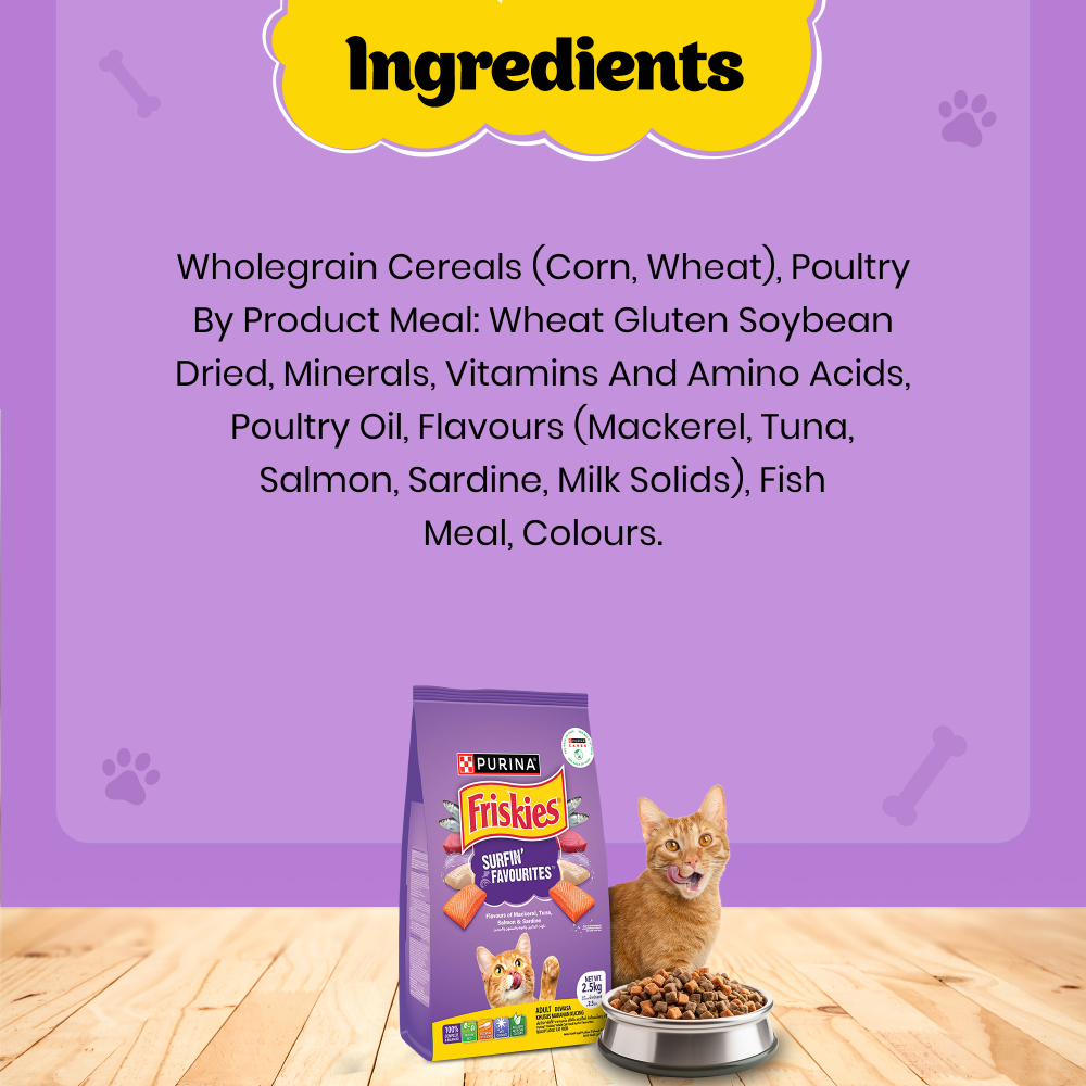Friskies Surfin Cat Dry Food and Purina Felix Chicken with Jelly Adult Cat Wet Food Combo
