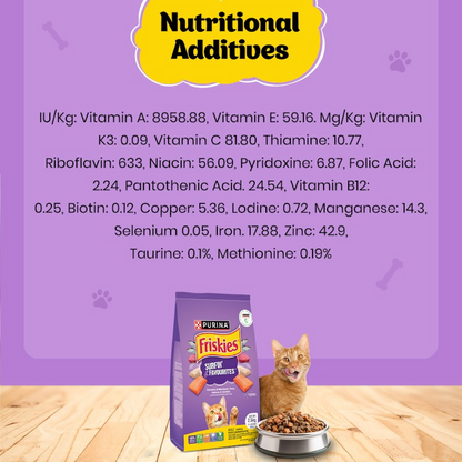 Friskies Surfin Cat Dry Food and Purina Felix Chicken with Jelly Adult Cat Wet Food Combo