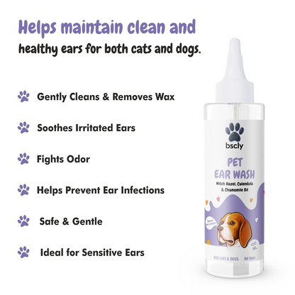 Bscly Fresh Botanical Ear Wash for Cats and Dogs