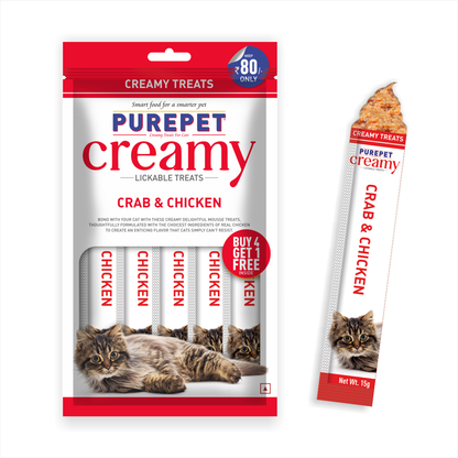 Purepet Crab, Chicken Lickable Treats with Scoopy Lavender Bentonite Litter Combo for Cats