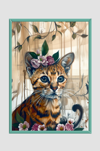 EverythingBoho The Boho Cat Wall Art (Bottle Green)
