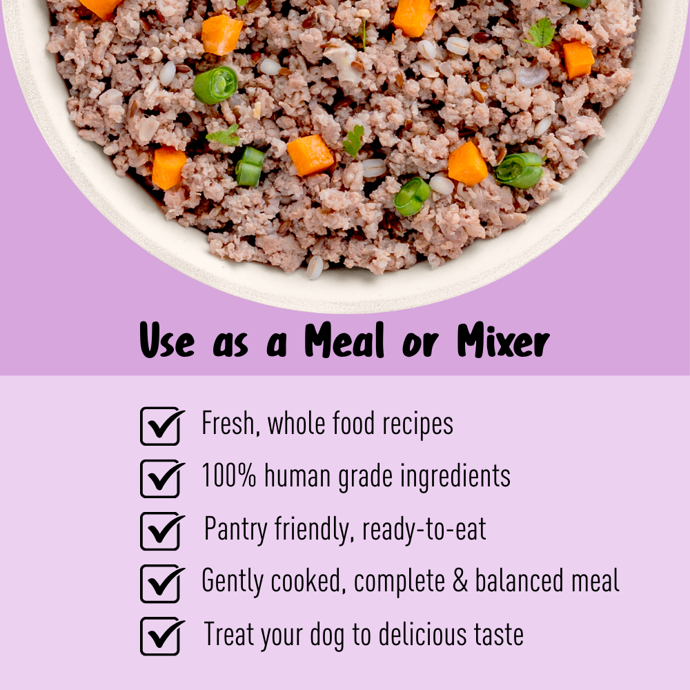 Homiee & Ginger Grain Free Mini Meals Surf & Turf, Fish Feista, Chicken & Barley Food for Dogs Combo