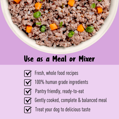 Homiee & Ginger Grain Free Mini Meals Surf & Turf, Fish Feista, Chicken & Barley Food for Dogs Combo