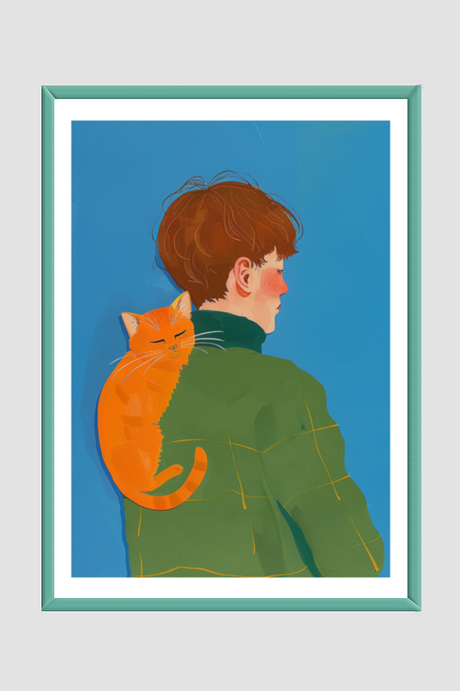 EverythingBoho The Purrfect Cat Dad Wall Art (Bottle Green)