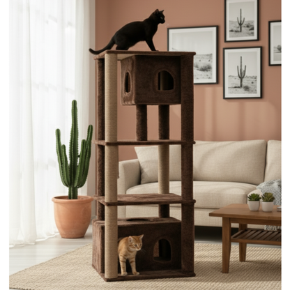 Furrlovers Large Multilevel Cat Tree Tower with Scratching Posts & Condo (Brown)