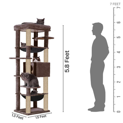 Furrlovers Multilevel Cat Climbing Tower with Top Bed and Multiple Seats (Brown)