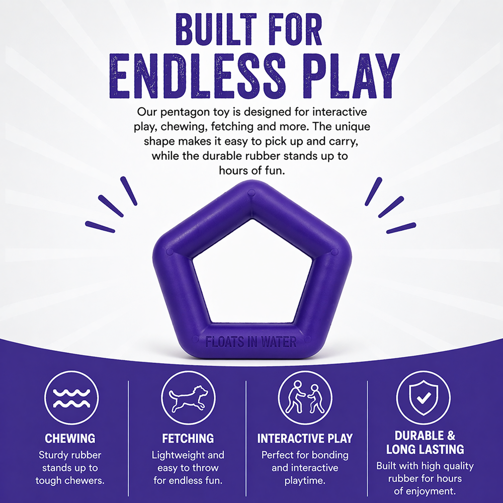 Talking Dog Club Sturdy Hexagon Floater Chew Toy for Dogs (Purple)