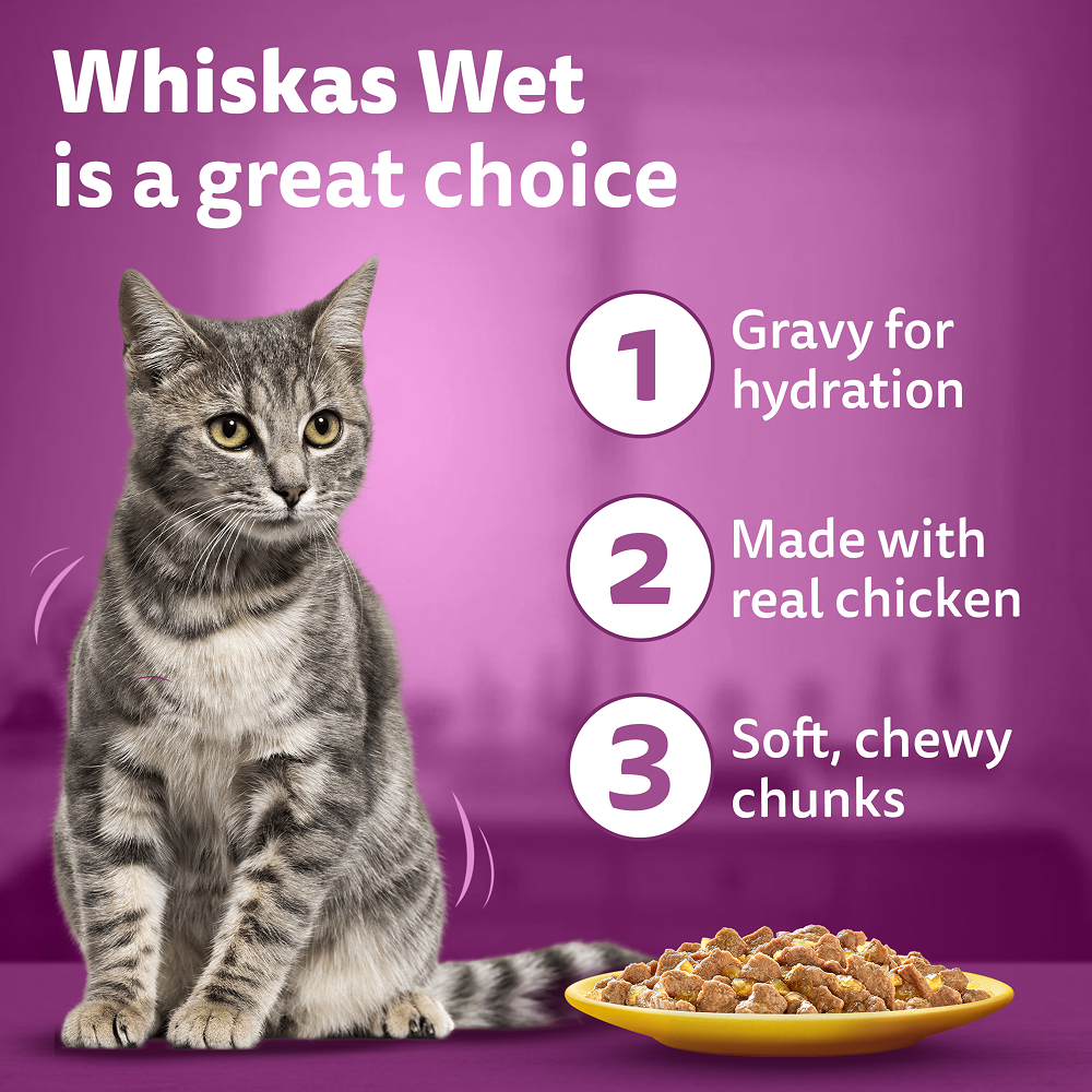 Whiskas Tuna in Jelly, Chicken and Salmon in Gravy Meal Adult Cat Wet Food