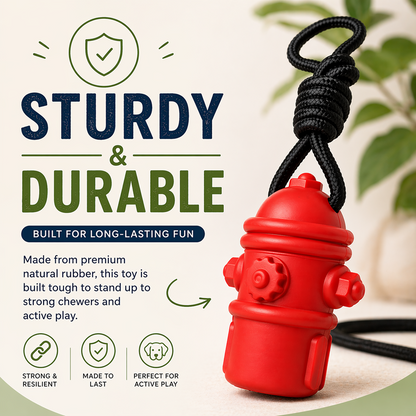 Talking Dog Club Sturdy Fire Hydrant Rubber & Rope Toy for Dogs (Red)