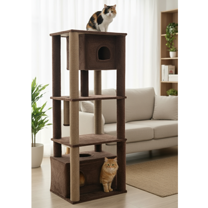 Furrlovers Large Multilevel Cat Tree Tower with Scratching Posts & Condo (Brown)