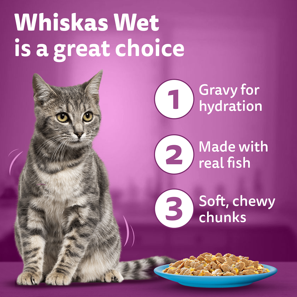 Whiskas Tuna in Jelly, Chicken and Salmon in Gravy Meal Adult Cat Wet Food