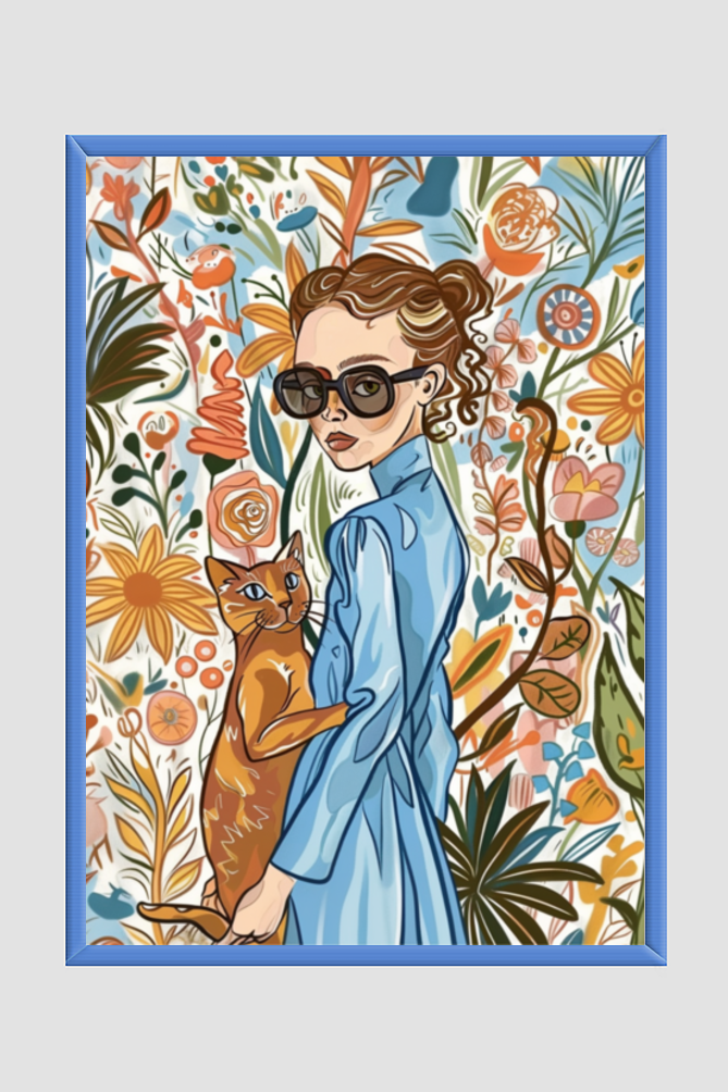 EverythingBoho The Caty Girl Boho Wall Art (Royal Blue)