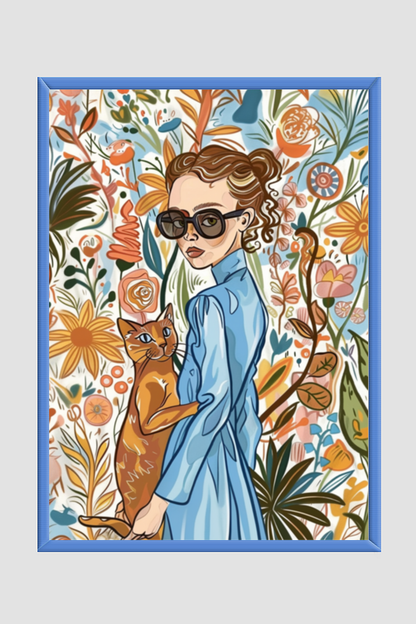 EverythingBoho The Caty Girl Boho Wall Art (Royal Blue)