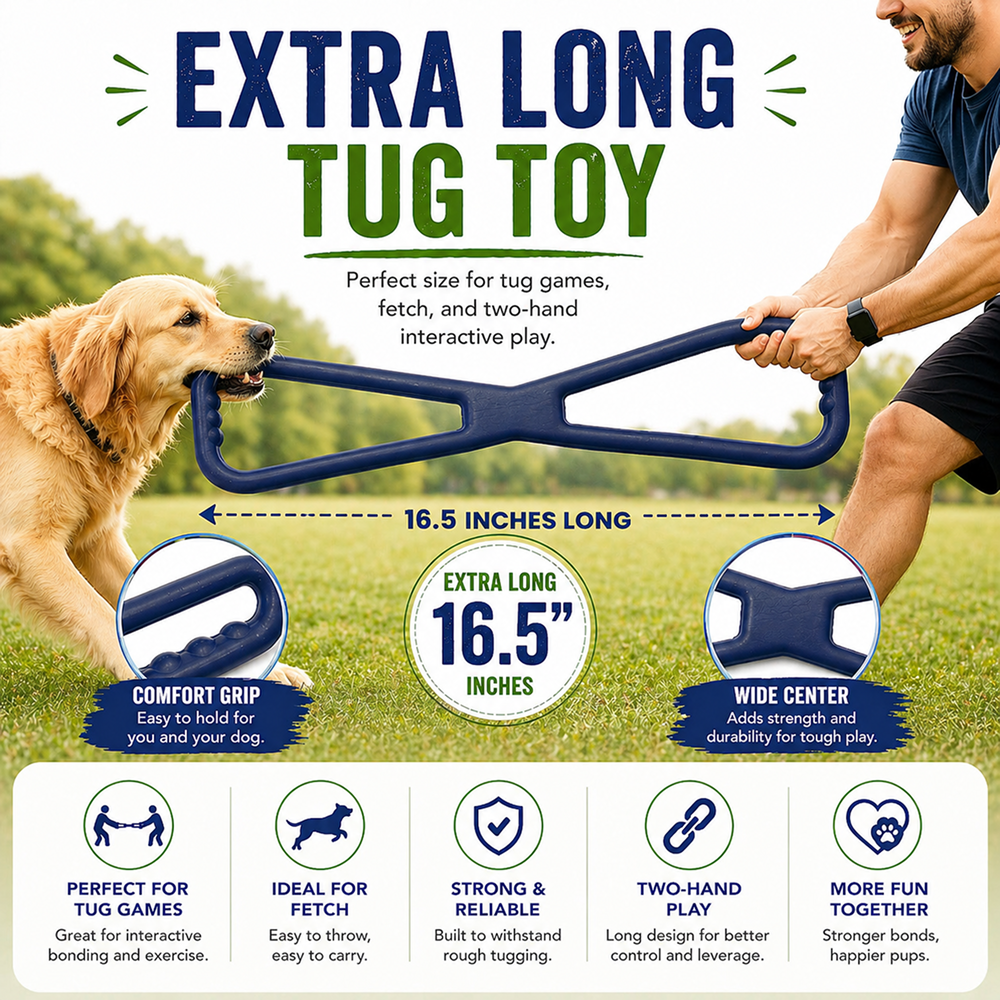 Talking Dog Club Sturdy Infinity Pull Natural Rubber Chew Toy for Dogs (Blue)