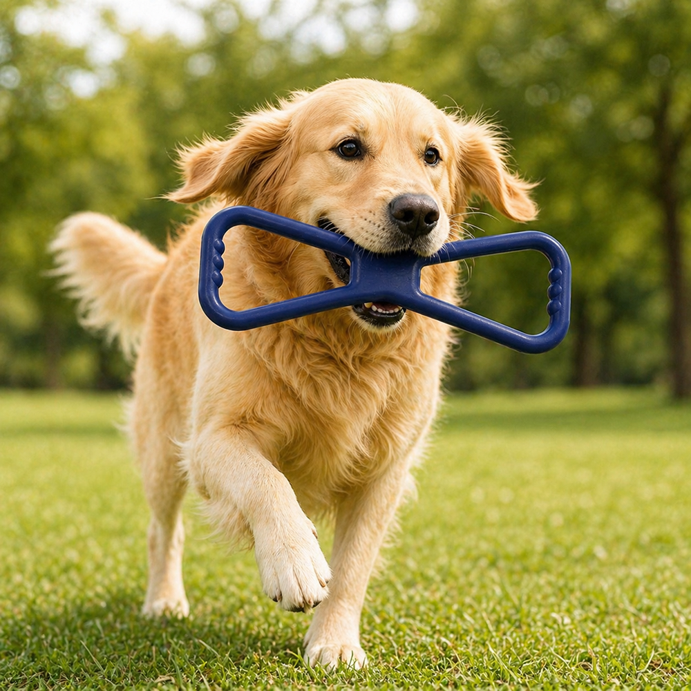 Talking Dog Club Sturdy Infinity Pull Natural Rubber Chew Toy for Dogs (Blue)