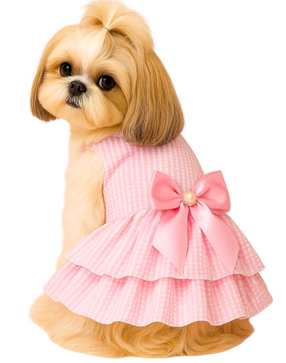 KUTKUT Princess Tutu Striped Dress for Small Breed Dogs & Cats (Pink)