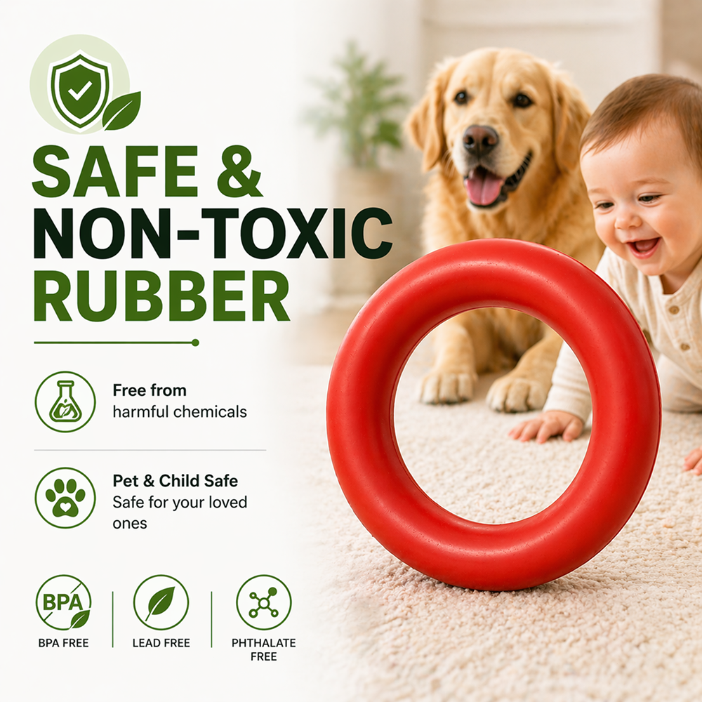 Talking Dog Club Ringa a Ring Natural Rubber Chew Toy for Dogs (Red)
