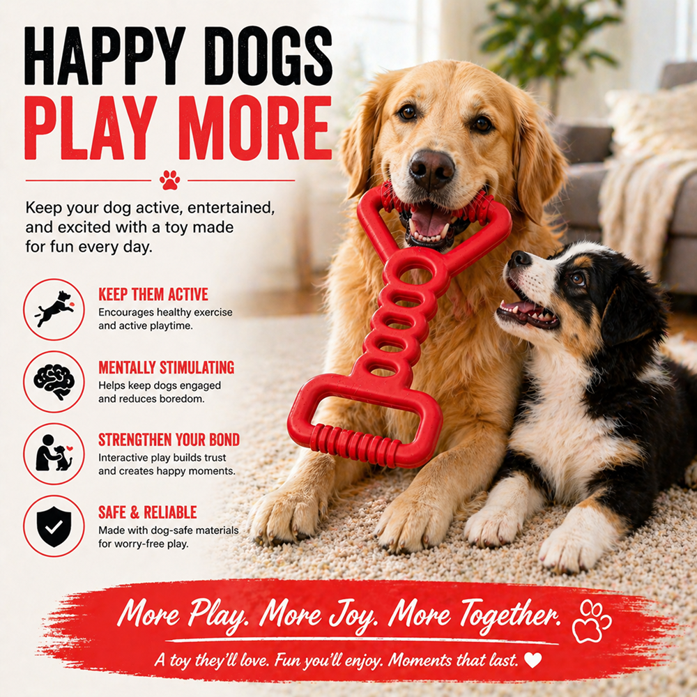 Talking Dog Club Tug Off Natural Rubber Chew Toy for Dogs (Red)
