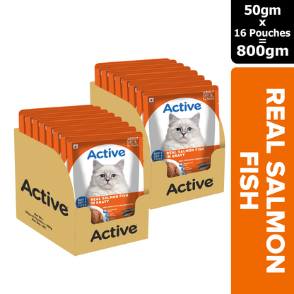 Active Real Salmon Fish in Gravy Adult Cat Wet Food ( Buy 1 Get 1 )