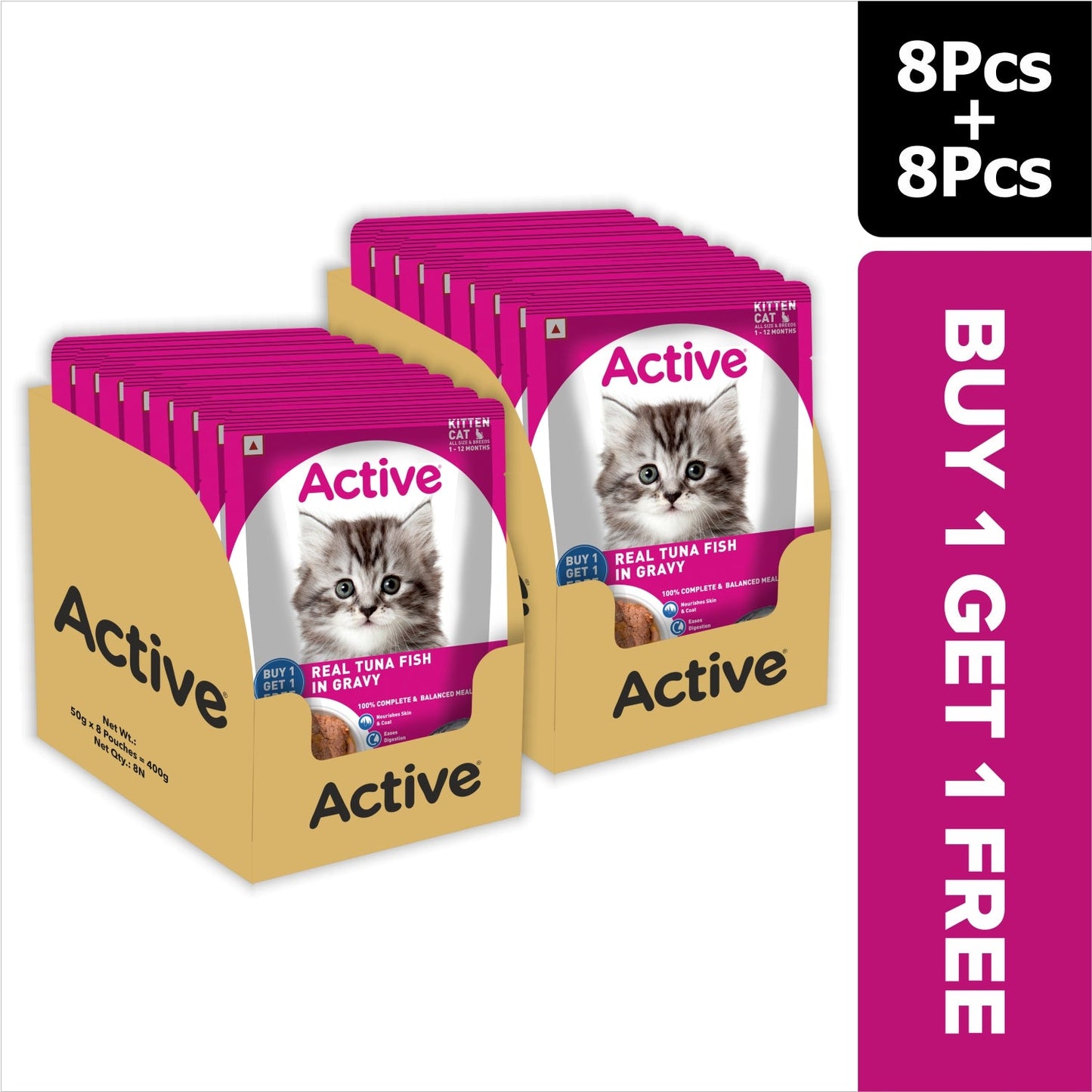 Active Real Tuna Fish in Gravy Kitten Cat Wet Food (Buy 1 Get 1)