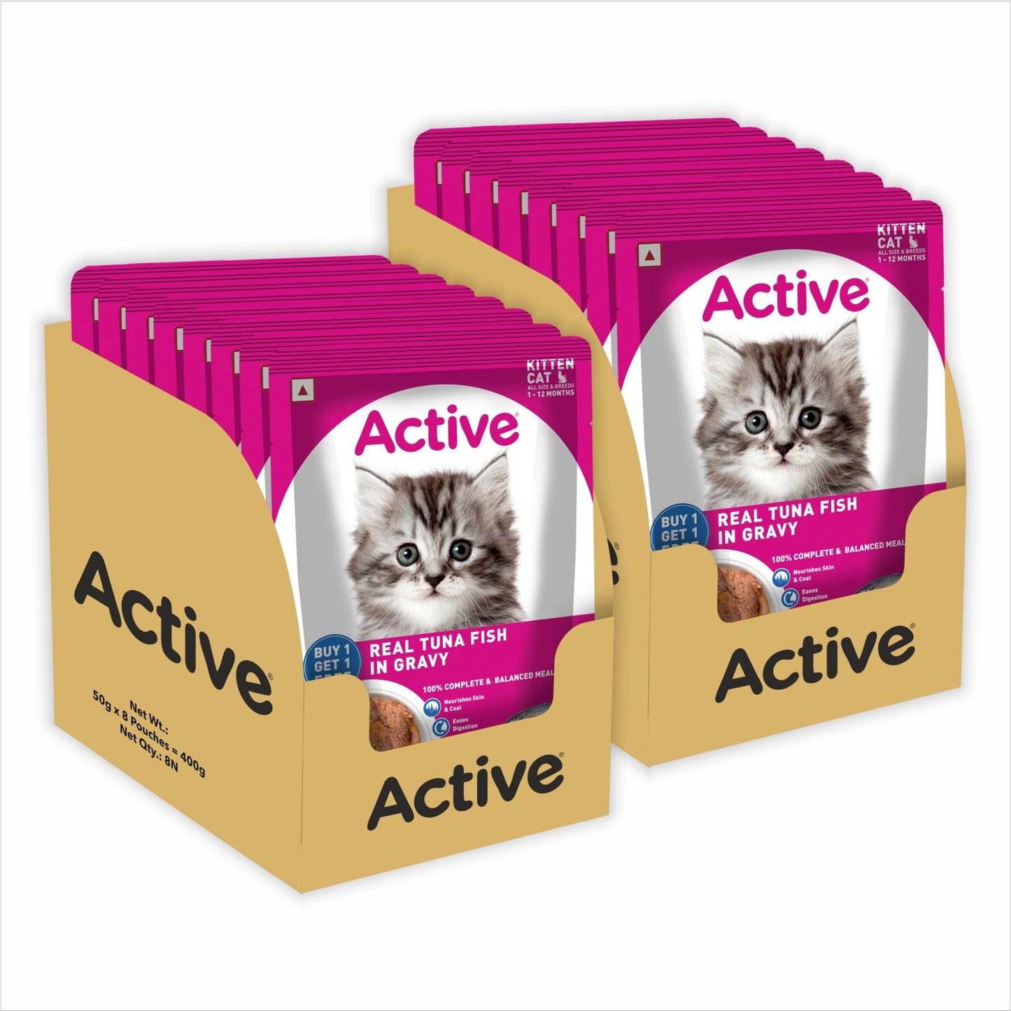 Active Real Tuna Fish in Gravy Kitten Cat Wet Food (Buy 1 Get 1)