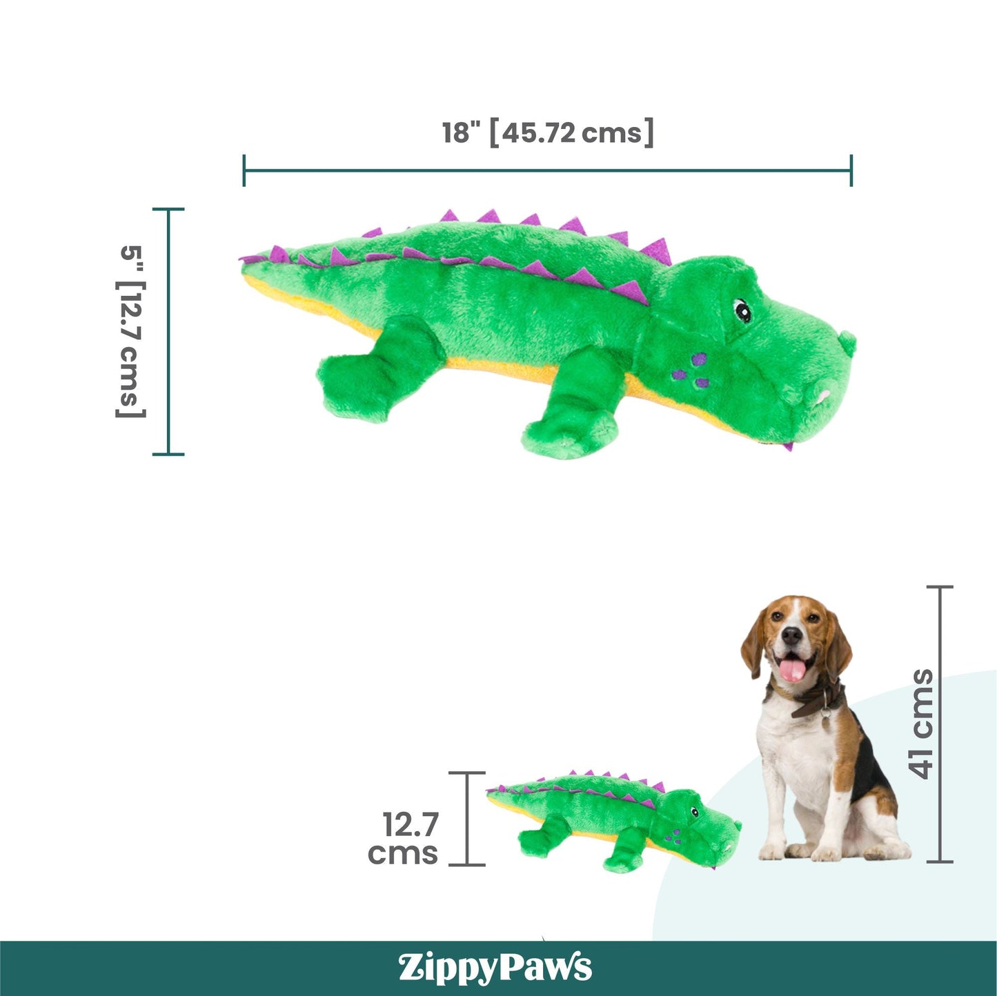 Zippy Paws Alvin the Alligator Grunterz Plush Toy for Dogs
