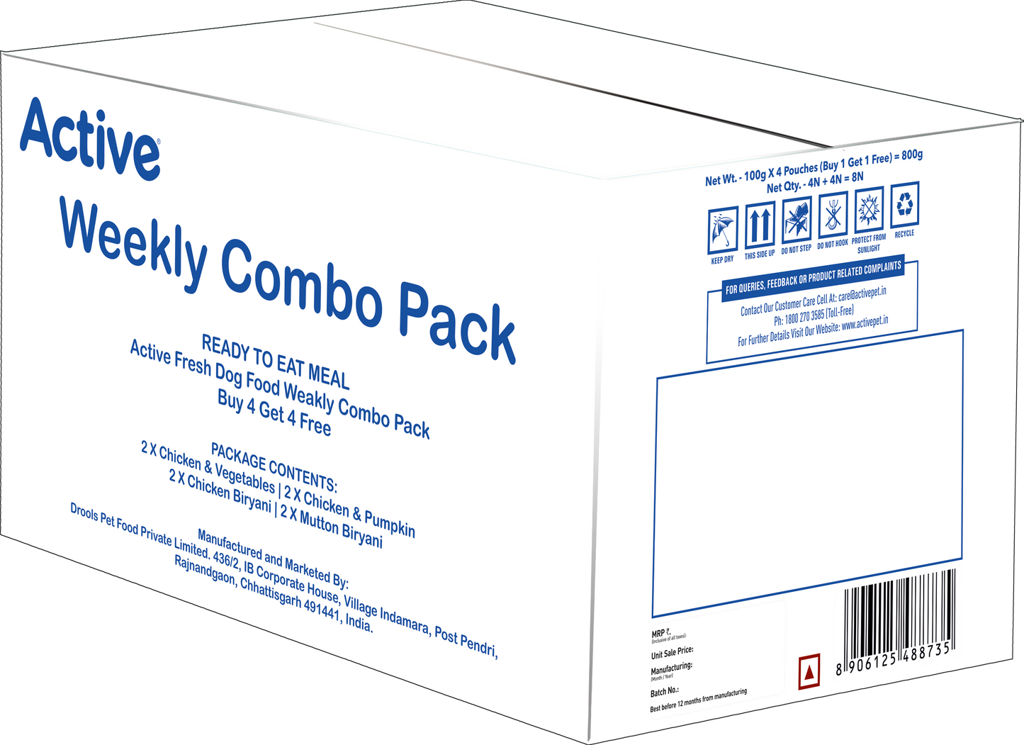 Active Weekly Combo Packof 4 Biryani Fresh Food For Dogs (Buy 1 Get 1)