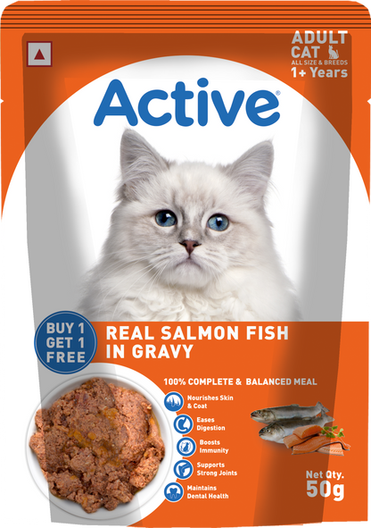 Active Real Salmon Fish in Gravy Adult Cat Wet Food ( Buy 1 Get 1 )