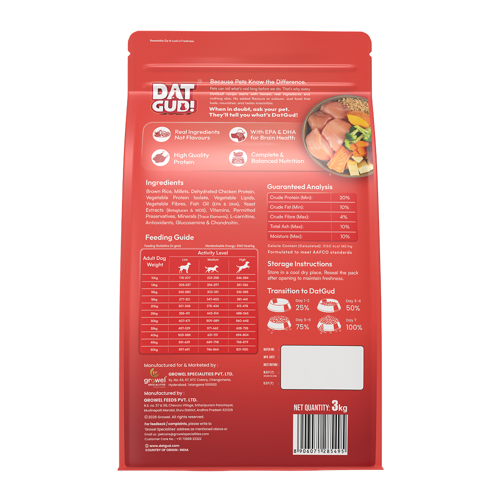 DatGud Chicken & Brown Rice Adult Dog Dry Food (Buy 1 Get 1 Free)