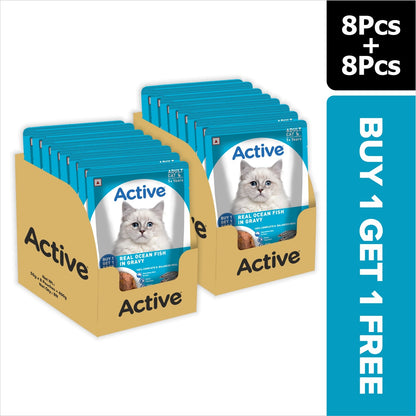 Active  Real Ocean Fish in Gravy Adult Cat Wet Food ( Buy 1 Get 1)