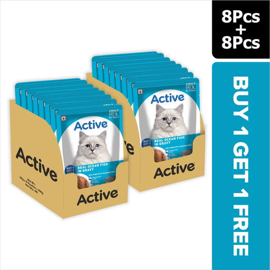Active  Real Ocean Fish in Gravy Adult Cat Wet Food ( Buy 1 Get 1)