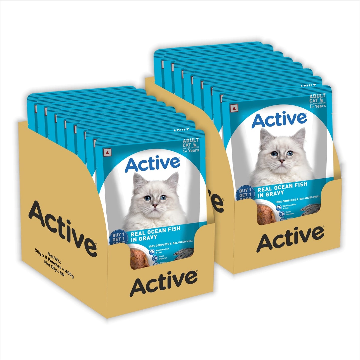 Active  Real Ocean Fish in Gravy Adult Cat Wet Food ( Buy 1 Get 1)