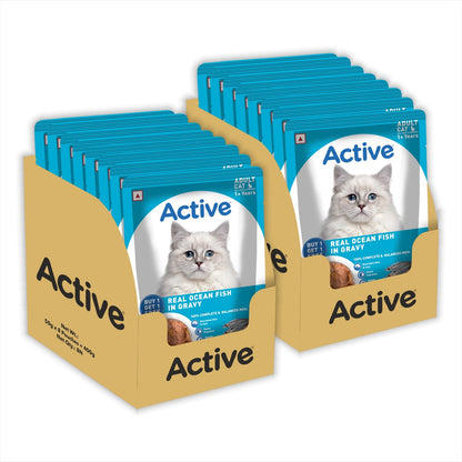 Active  Real Ocean Fish in Gravy Adult Cat Wet Food ( Buy 1 Get 1)