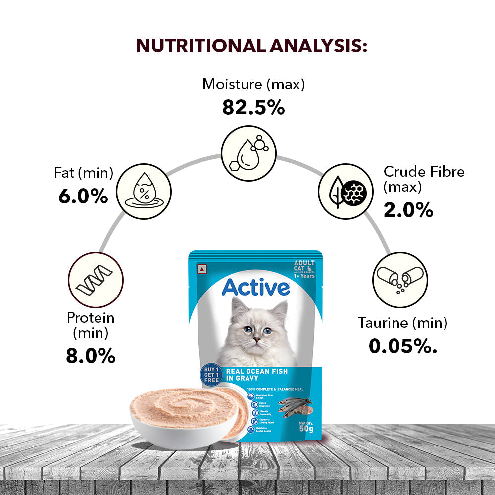 Active  Real Ocean Fish in Gravy Adult Cat Wet Food ( Buy 1 Get 1)