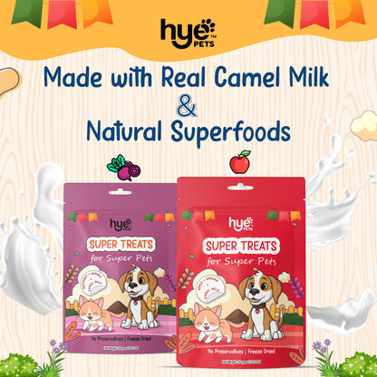 HYE Pets Freeze Dried Treats with Camel Milk, Apple and Banana for Dogs and Cats