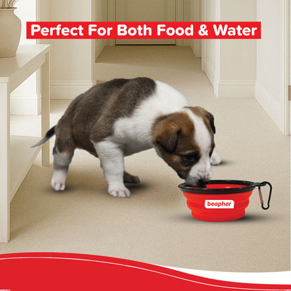 Beaphar Foldable Travel Silicon Bowl for Dogs and Cats (Red)