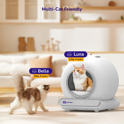 Petverse Pro Automatic Litter Box for Cats (White)