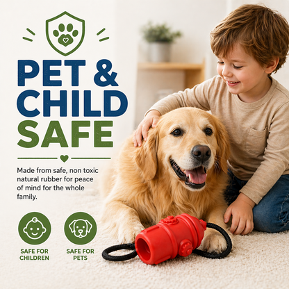 Talking Dog Club Sturdy Fire Hydrant Rubber & Rope Toy for Dogs (Red)