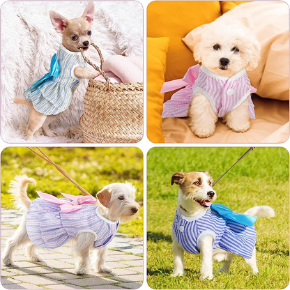 KUTKUT Princess Tutu Striped Dress for Small Breed Dogs & Cats (Pink)