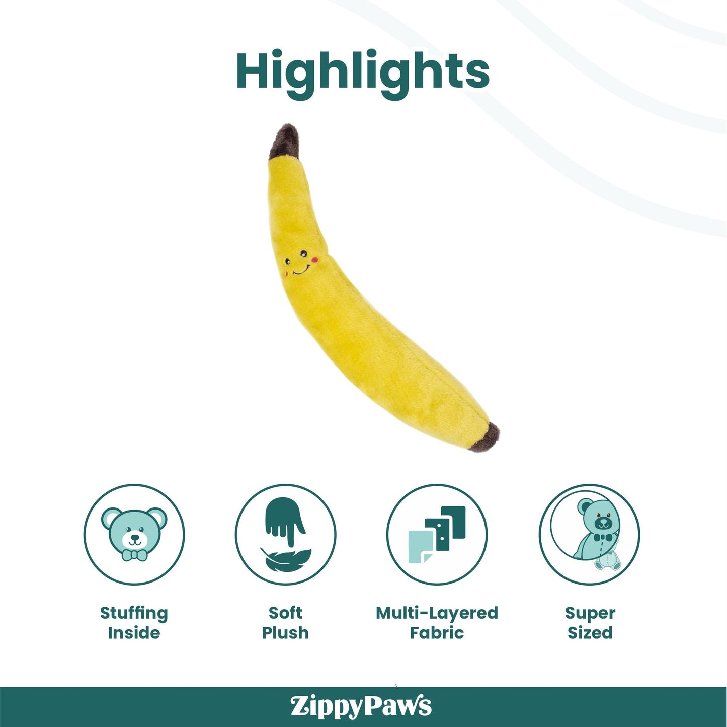 Zippy Paws Banana Jigglerz Plush Toy for Dogs