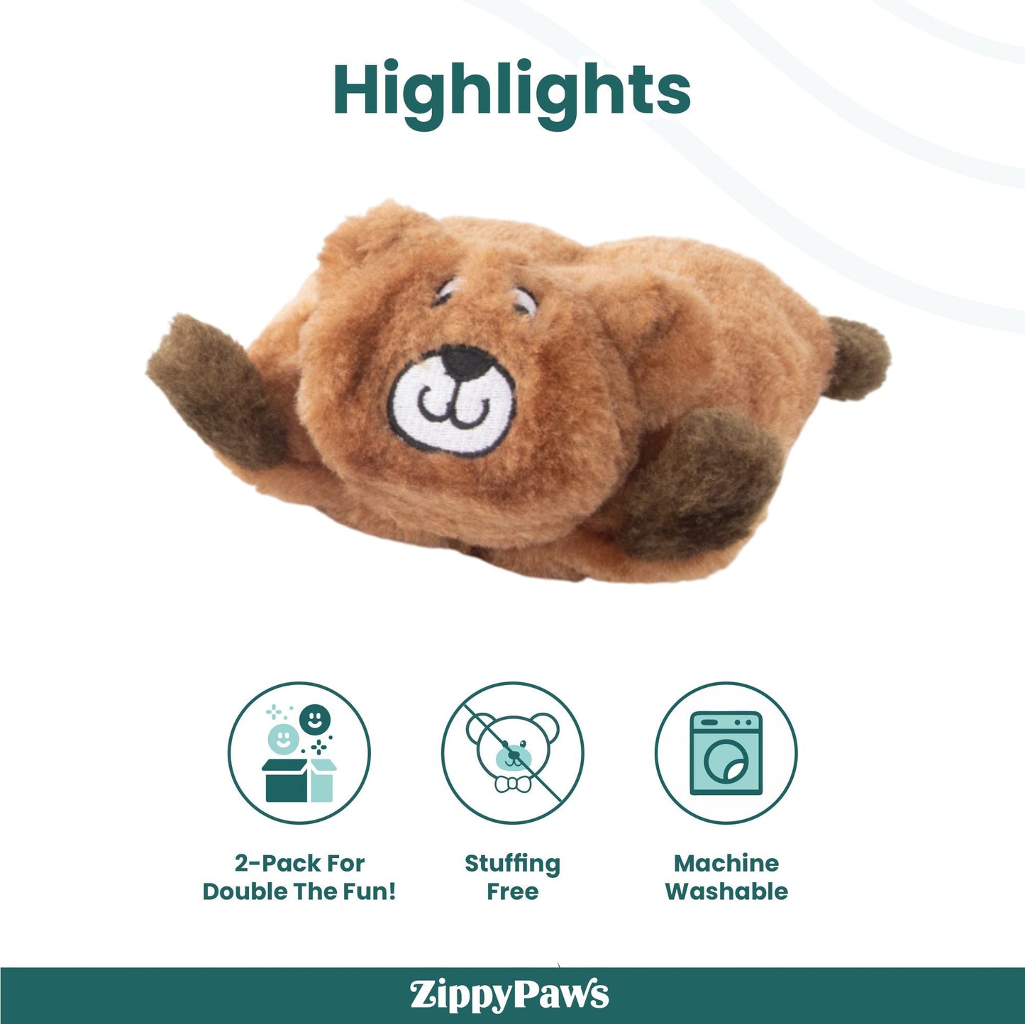 Zippy Paws Squeakie Pads Bear & Moose Plush Toy for Dogs