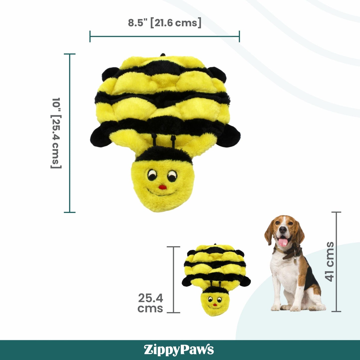 Zippy Paws Squeakie Crawler Bertie the Bee Plush Toy for Dogs