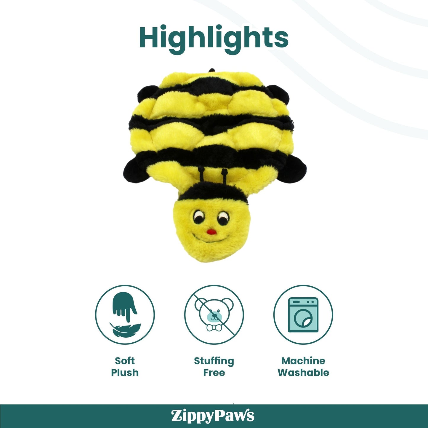 Zippy Paws Squeakie Crawler Bertie the Bee Plush Toy for Dogs
