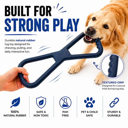 Talking Dog Club Sturdy Infinity Pull Natural Rubber Chew Toy for Dogs (Blue)