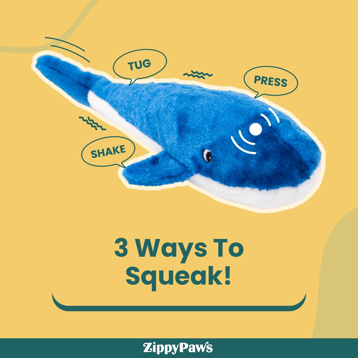 Zippy Paws Blue Whale Jigglerz Plush Toy for Dogs