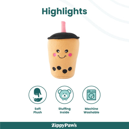 Zippy Paws NomNomz Boba Milk Tea Plush Toy for Dogs